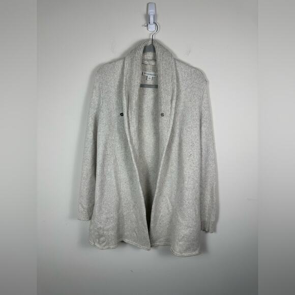 WHITE WARREN Wool Blend Cardigan Sweater Shawl Collar Snap Front Pockets Small - Picture 7 of 8
